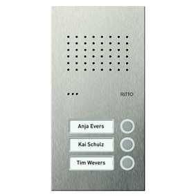 Ritto RGE1810325 Acero pur stainless steel door station audio, 3 WE, stainless steel