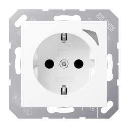 Jung BTA1521SWWM JUNG HOME SCHUKO® socket, 16 A 250 V ~, screw terminals, with function display, integrated increased contact protection, SAFETY+, thermoplastic painted