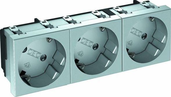 OBO Bettermann 6120133 33° 3-f. 250V 10/16A alu painted socket SCHUKO