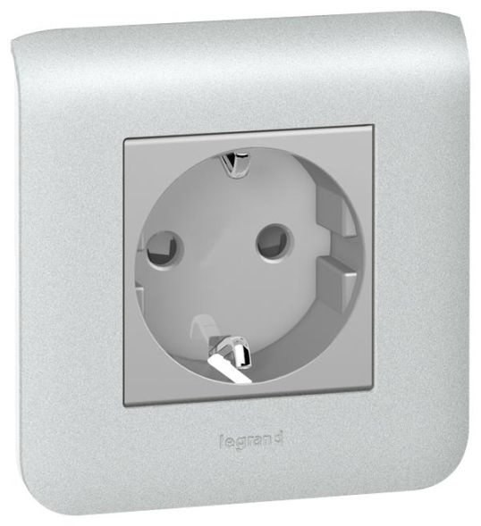 Legrand 079213 socket SCHUKO MOSAIC SK 2mod alu, (aluminium)