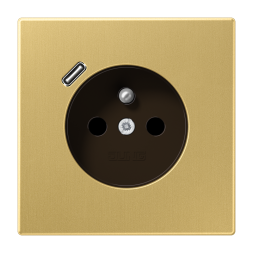 Jung ME1520F-18CC socket, French/Belgian system 16 A 250 V ~, with USB charger 1 x type C, integrated increased contact protection, SAFETY+, LS series, brass