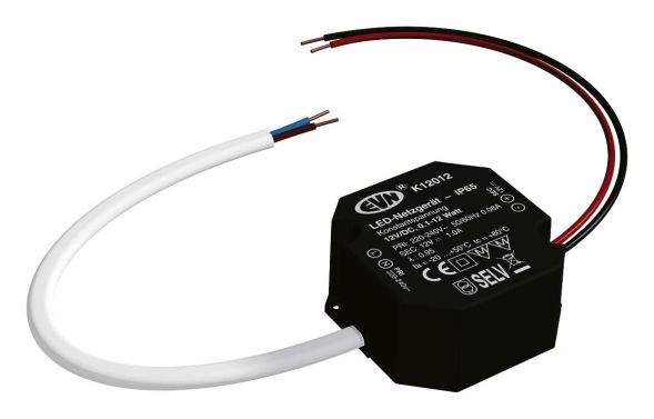 EVN K12012 Plastic 0.1-12.0W 12V DC Black Power Supply