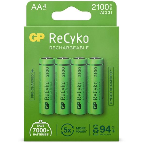 GP 120210AAHCE-C4 battery Mignon, 1.2V/2100mAh NiMH AA ReCyko 4-pack
