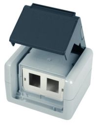 Telegärtner H02000A0070 for 2xAMJ module, 75x86x58 surface-mounted housing IP44 grey