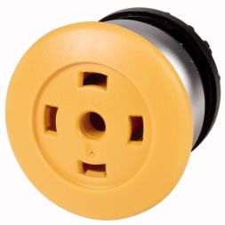 Eaton M22-DP-YX mushroom pushbutton, yellow, without key plate, momentary, 216737