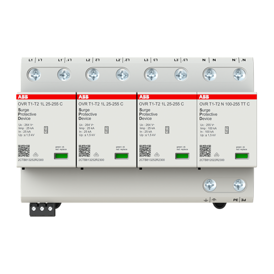 ABB Stotz-Kontakt 2CTB812111R2300 OVR T1-T2 3N 100-255 P TS 4p combined arrester