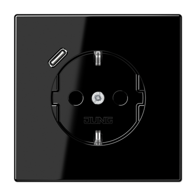 Jung LS1520-18CSW SCHUKO socket 16 A 250 V ~, with USB charger 1 x type C, integrated increased contact protection, SAFETY+, LS series, black