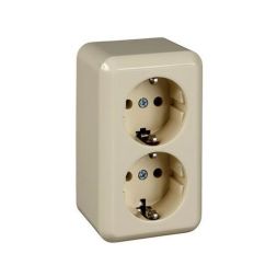 ELSO 395400 surface-mounted socket 2-way 16A CONTURA pearl white