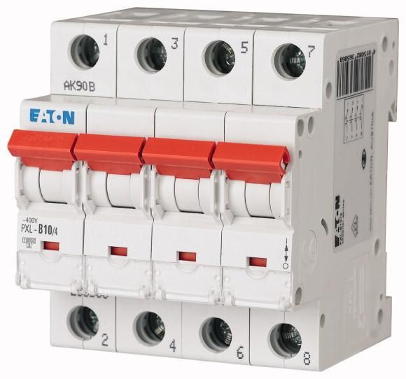 Eaton PXL-D10/4 miniature circuit breaker, 10A, 4p, D-Char, 236655