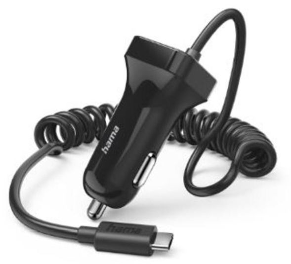 Hama 201609 with USB-C connection, 12 W, 1.0 m, black car charger