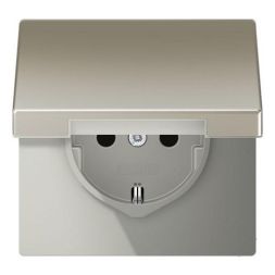 Jung ES1520KIKL SCHUKO socket, 16 A 250 V ~, integrated increased contact protection, SAFETY+, hinged cover, LS series, stainless steel