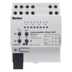 Berker 75314011 blind actuator 4-way 6 A 24 V DC manual, status, REG light grey KNX