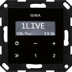 Gira 228405 flush-mounted radio RDS without loudspeaker System 55 black glass look