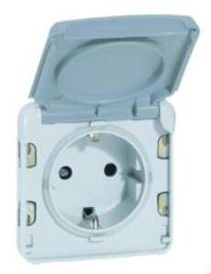 Legrand 069574 socket 69574 1-way including lock IP44, (grey)