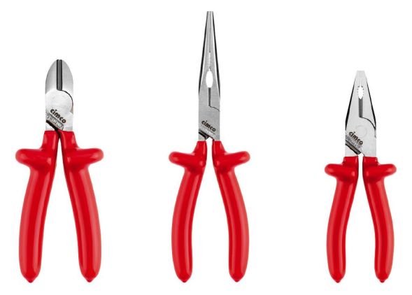 Cimco 1080031000 V 3-piece dipped pliers set