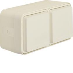 Berker 47753522 SCHUKO socket 2-way horizontal with hinged cover AP polar white matt Berker W.1