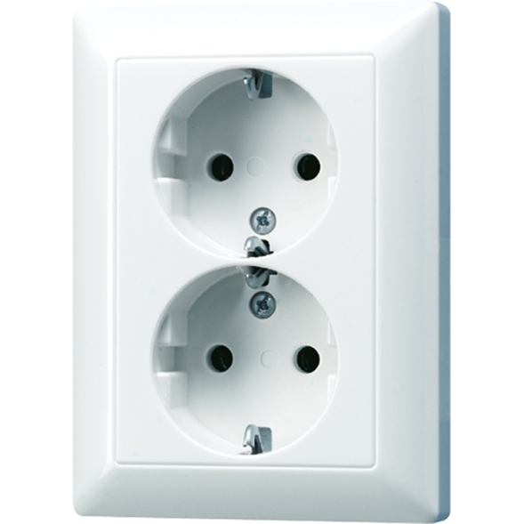Jung AS5020UWW SCHUKO® double socket, 16 A 250 V ~, Duroplast, AS series, alpine white