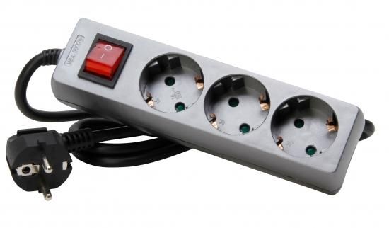 Kopp 129743008 TSD 3-way 1.5qmm supply cable 1.4m BS titanium power strip