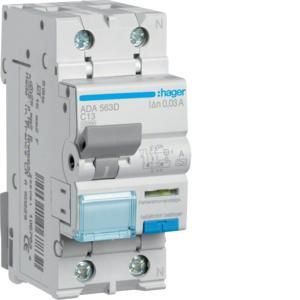 Hager ADA563D FI/LS switch 1-pole+N 10kA C13A 0.03A A