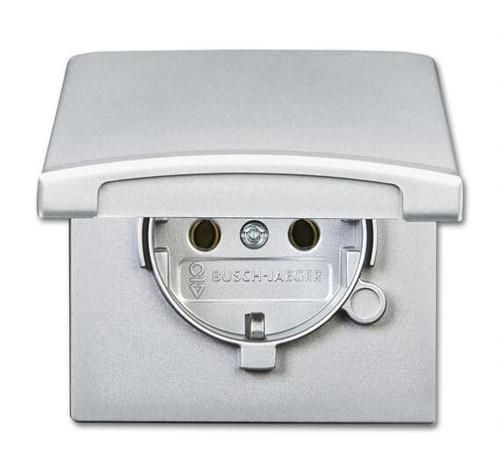 Busch-Jaeger 20 EUGK-33-101 SCHUKO® socket insert, with hinged cover aluminum silver