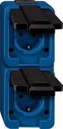 MERTEN 229286 double socket SCHUKO blue vertical IMPACT RESISTANT