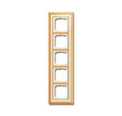 Busch-Jaeger 1725-838 cover frame, 5-way frame polished brass ivory white