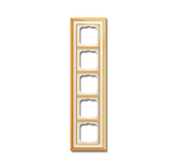 Busch-Jaeger 1725-838 cover frame, 5-way frame polished brass ivory white