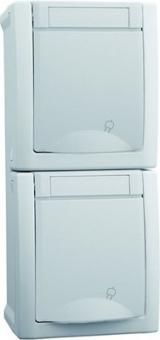 HHG 90591186-DE 2-way vertical white Schuko socket AP FR