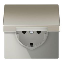 Jung ES1520KL SCHUKO socket, 16 A 250 V ~, hinged cover, LS series, stainless steel