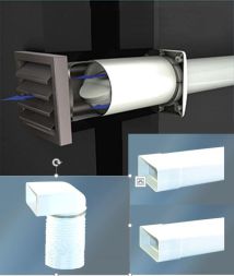 Quellmalz SABLUFTSETAERO125 exhaust set with AEROBOY Ø 125, stainless steel look