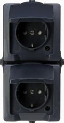 Kopp 136955007 NAUTIC 2-way hinged cover anthracite SCHUKO socket