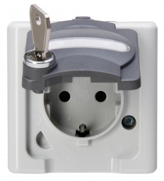 Kopp 103522007 AP-wet room 1f. 16A 250V IP44 12 grey SCHUKO socket