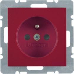 Berker 6765768962 socket with protective contact pin red, glossy Berker S.1/B.3/B.7