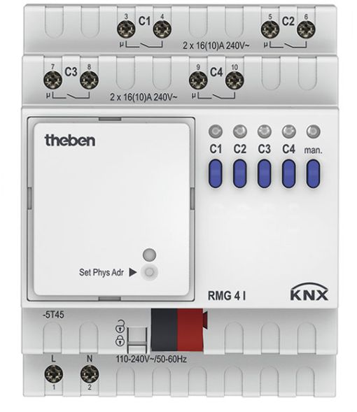 THEBEN RMG 4 I KNX switching actuator MIX | 4-way, basic module, C-load