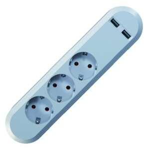 Bachmann 381.801 2-way USB 3.1A Smart 3xSchuko 230V/16A power strip