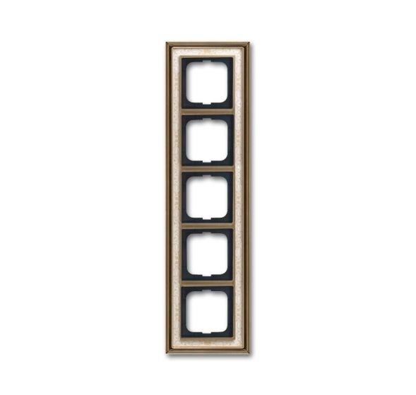 Busch-Jaeger 1725-846 cover frame, 5-way frame antique brass decor ivory white