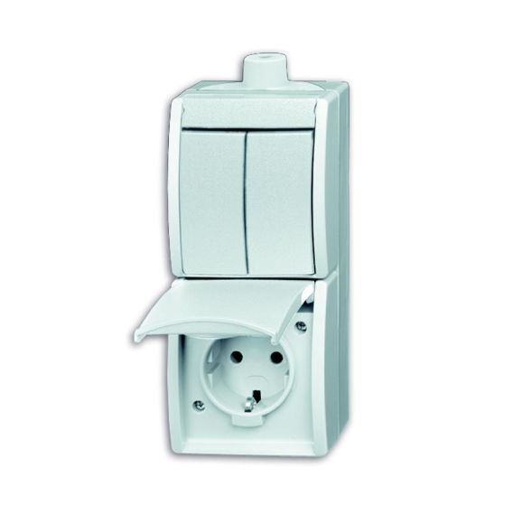 Busch-Jaeger 2601/5/20EW-54-503 Combination SCHUKO® socket, with rocker switch, series connection alpine white