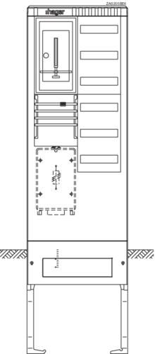 Hager ZAS205BE6 meter connection column 1Z+1V6R 2-field 277x583x2010