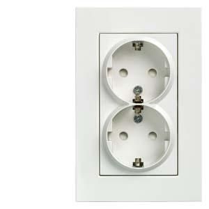 Siemens 5UB2213-3KK SIEM double socket SCHUKO DELTA 10/16A 250V with frame titanium white
