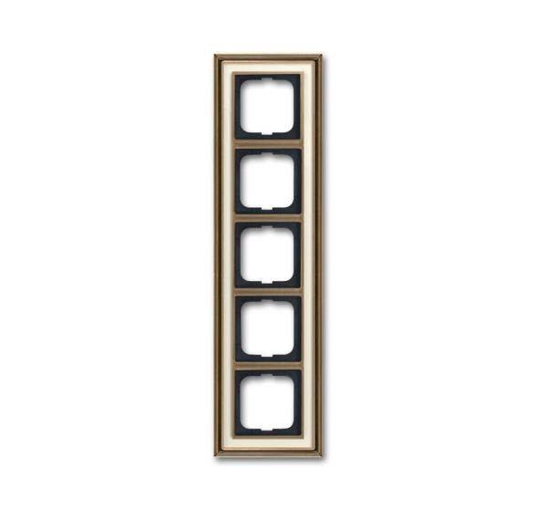 Busch-Jaeger 1725-848 cover frame, 5-way frame brass antique ivory white