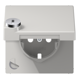 Jung LS1520KLSLPLLG central plate for SCHUKO® sockets, hinged cover, with safety lock, Duroplast, LS series, light grey