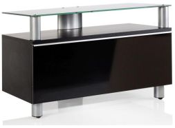 VCM CLANO black lacquer/black glass TV cabinet