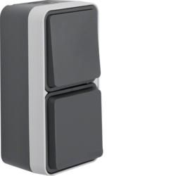 Berker 47803515 Combination changeover switch/SCHUKO socket with hinged cover AP grey/light grey m