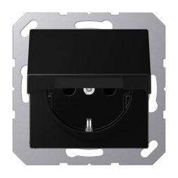 Jung A1520BFKIKLSWM SCHUKO socket, 16 A 250 V ~, integrated increased contact protection, SAFETY+, hinged lid, thermoplastic painted, series A, graphite black matt
