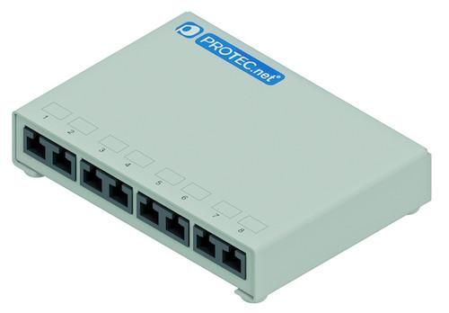 PROTEC.net 05300730 PNMP6AG Cat6A-ISO 8xRJ45 grey patch panel LSA+ surface-mounted