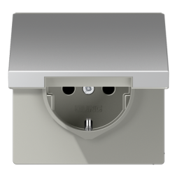 Jung AL1521KL SCHUKO socket, 16 A 250 V ~, screw terminals, hinged cover, LS series, aluminum