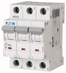 Eaton PXL-D15/3 miniature circuit breaker, 15A, 3p, D-Char, 236464