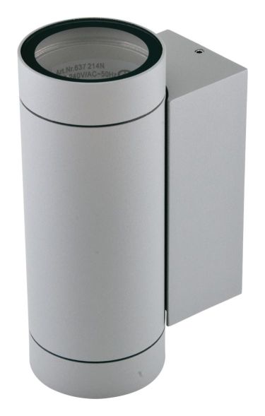 EVN 637214N 2fl. round silver IP54 GU10 wall light