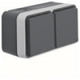 Berker 47843535 2-way with hinged cover W.1 grey SCHUKO socket