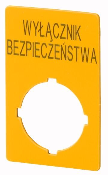 Eaton M22-XZK1-PL99 sign, EMERGENCY STOP, H x W = 50 x 33 mm, yellow, Polish, 167636